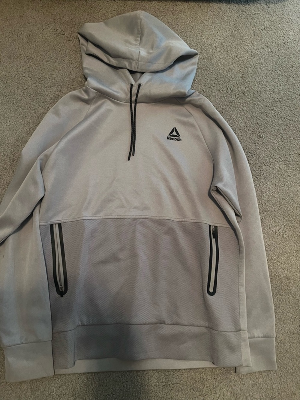 Reebok Gray Hooded Pullover with Black Trim